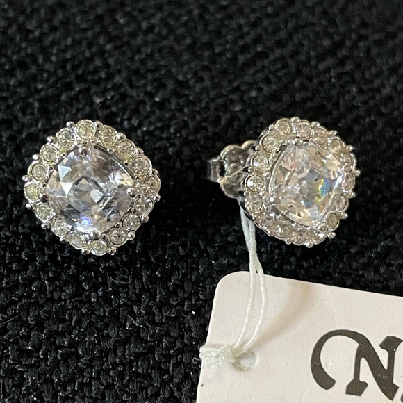 Nadri CZ 1 carat center with halo earrings.  $48 value - Picture 2 of 2